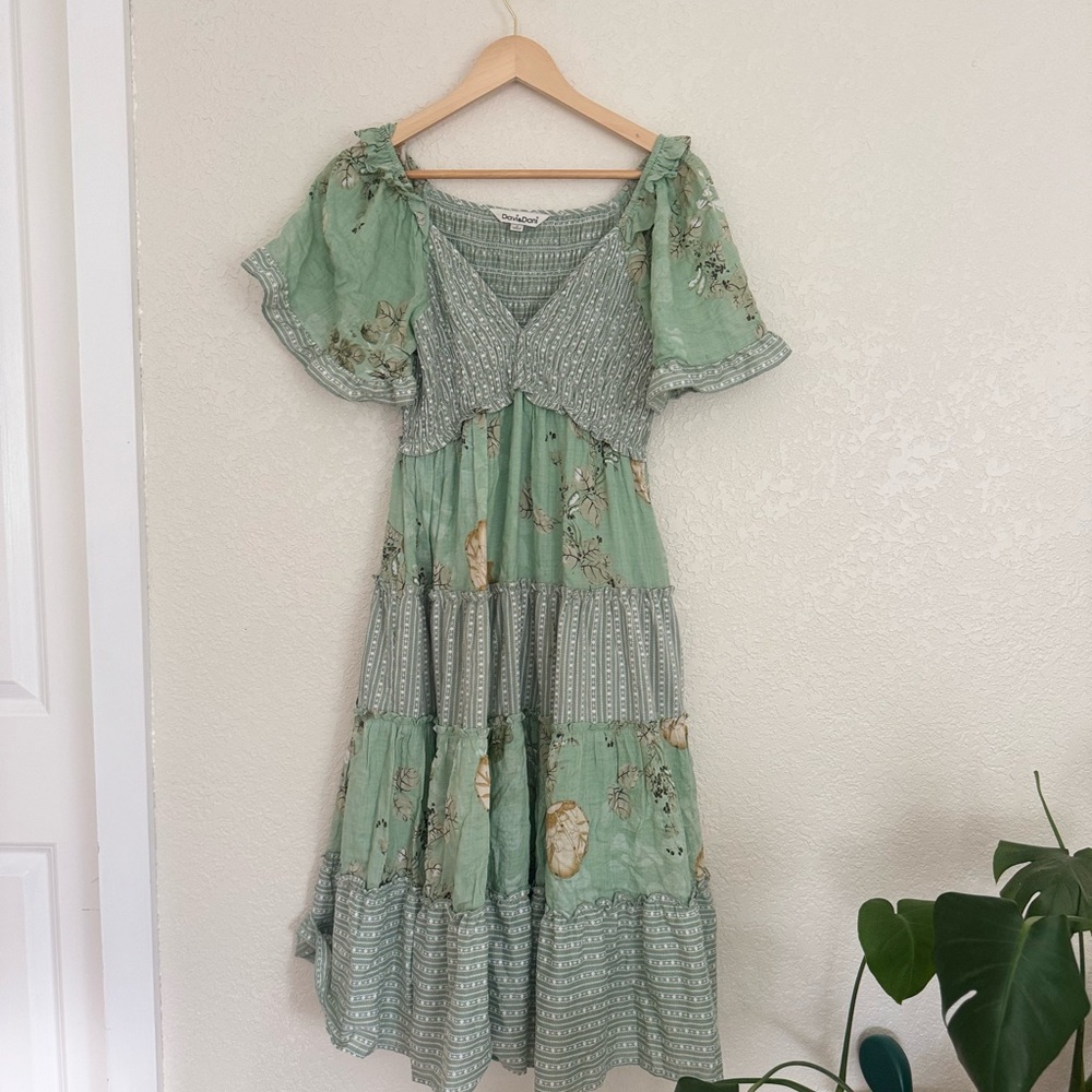 Floral Flutter Green Midi Dress
